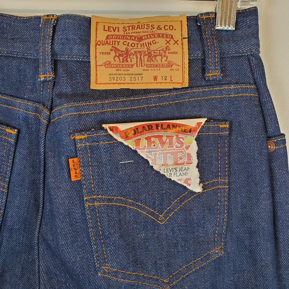 Levis Fleece Lined Mom Jeans 39203 2517 Womens 12 USA Orange Tab VTG Partial Tag